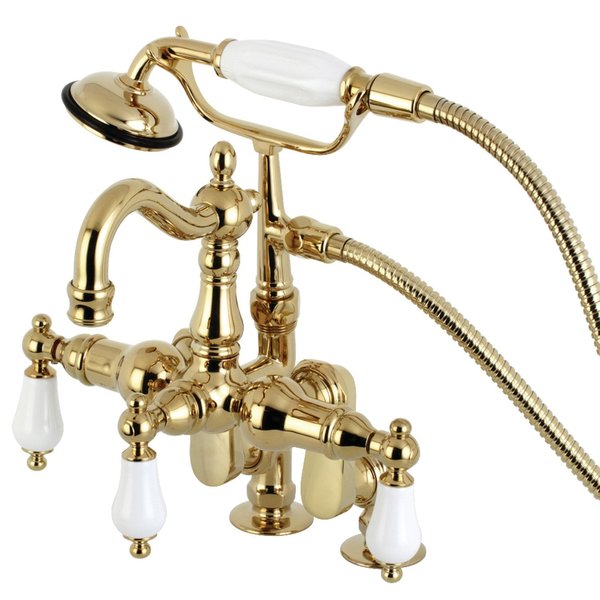 Kingston Brass CC6015T2 Clawfoot Tub Faucet with Hand Shower, Polished Brass CC6015T2